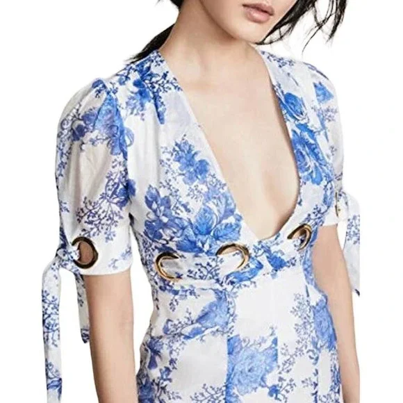 alice mccall blue and white dress BUY: Alice McCall Melody Dress in Blue – WMIYHire main image 0